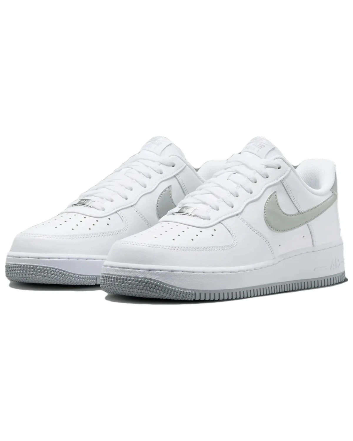 Nike Air Force 1 унисекс кроссовки кожаные бело-серые картинка