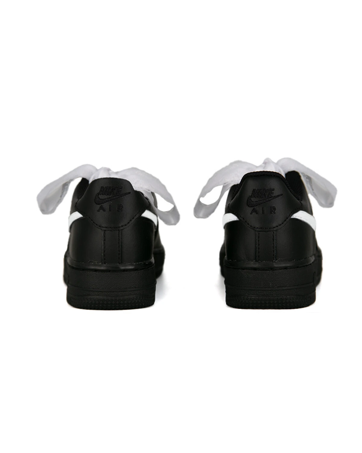 Nike Air Force 1 унисекс кроссовки черно-белые с кружевными шнурками картинка
