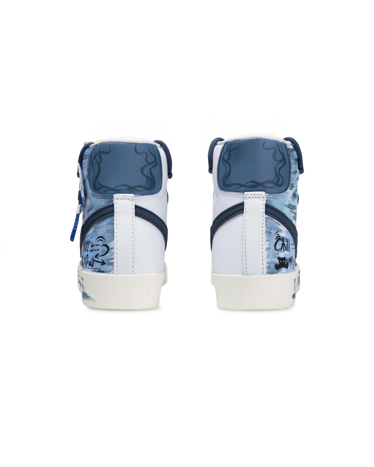 Nike Blazer Blue Note unisex кроссовки сине-белые с ручной росписью картинка