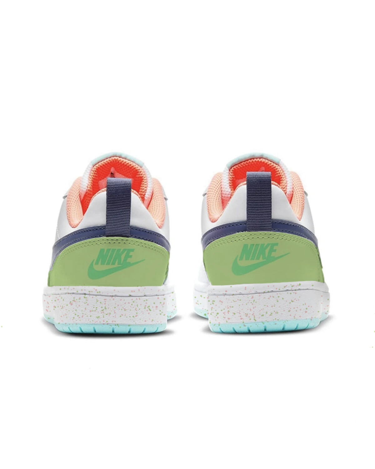 Nike Court Borough 2 детские кеды бело-розово-зеленые из искусственной кожи картинка