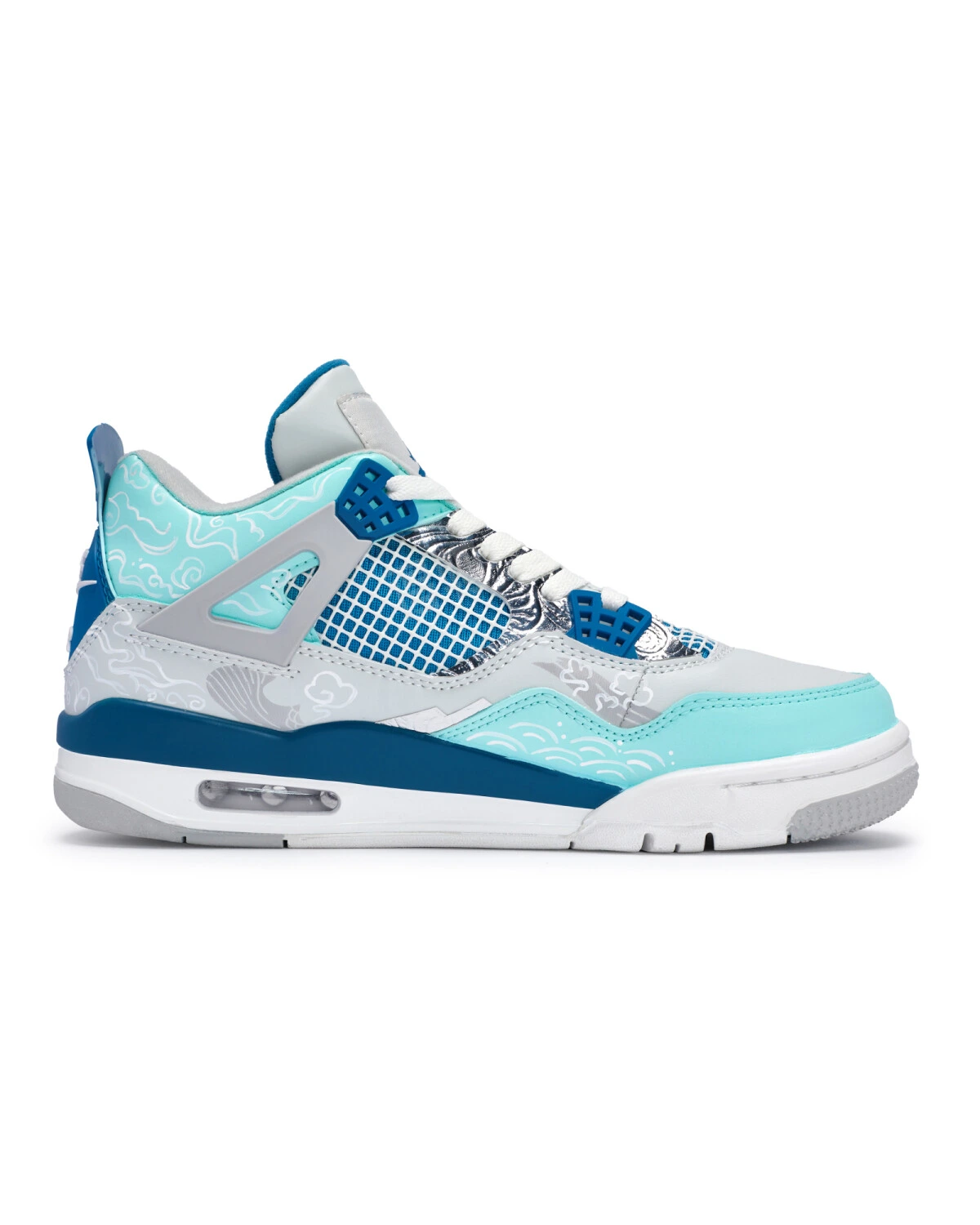 Jordan Air Jordan 4 унисекс кроссовки ретро баскетбольные голубо-серо-белые картинка