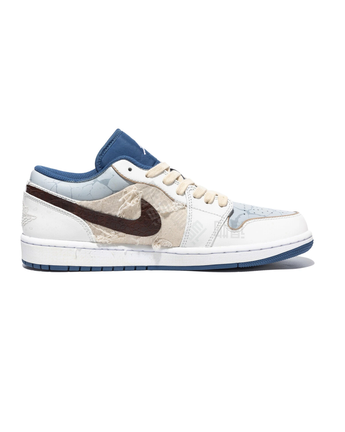 Jordan Air Jordan 1 мужские спортивные кроссовки кожаные бело-коричнево-синие картинка