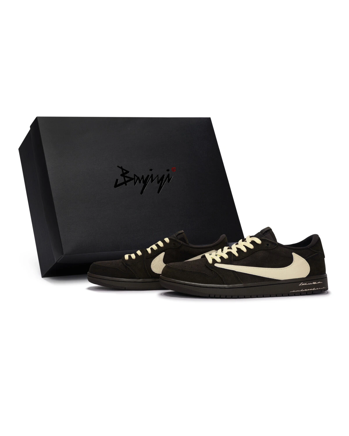 Jordan Air Jordan 1 Low Travis Scott унисекс спортивные кроссовки черно-бежевые картинка