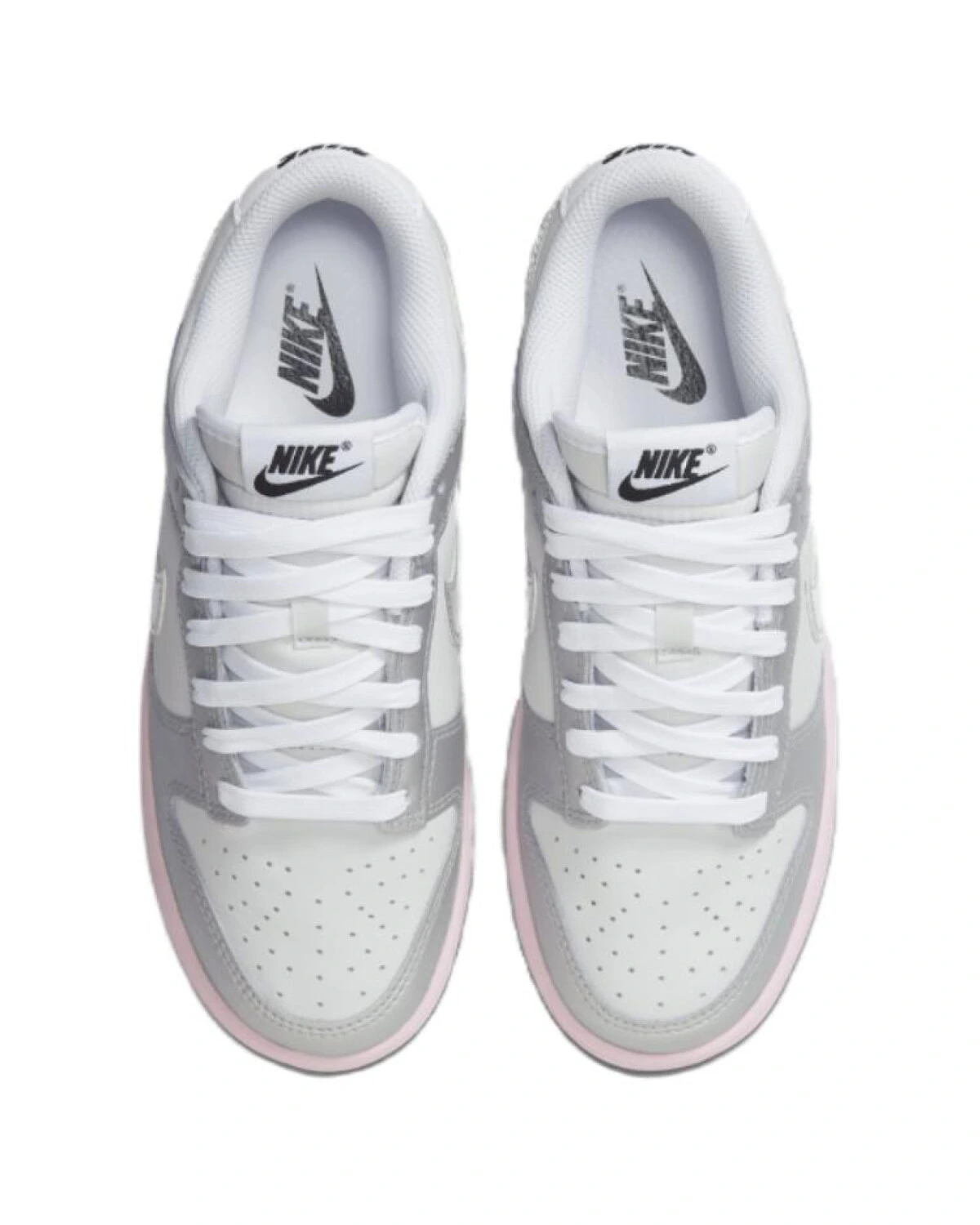 Nike Dunk женские кроссовки серебряные с розовой подошвой картинка