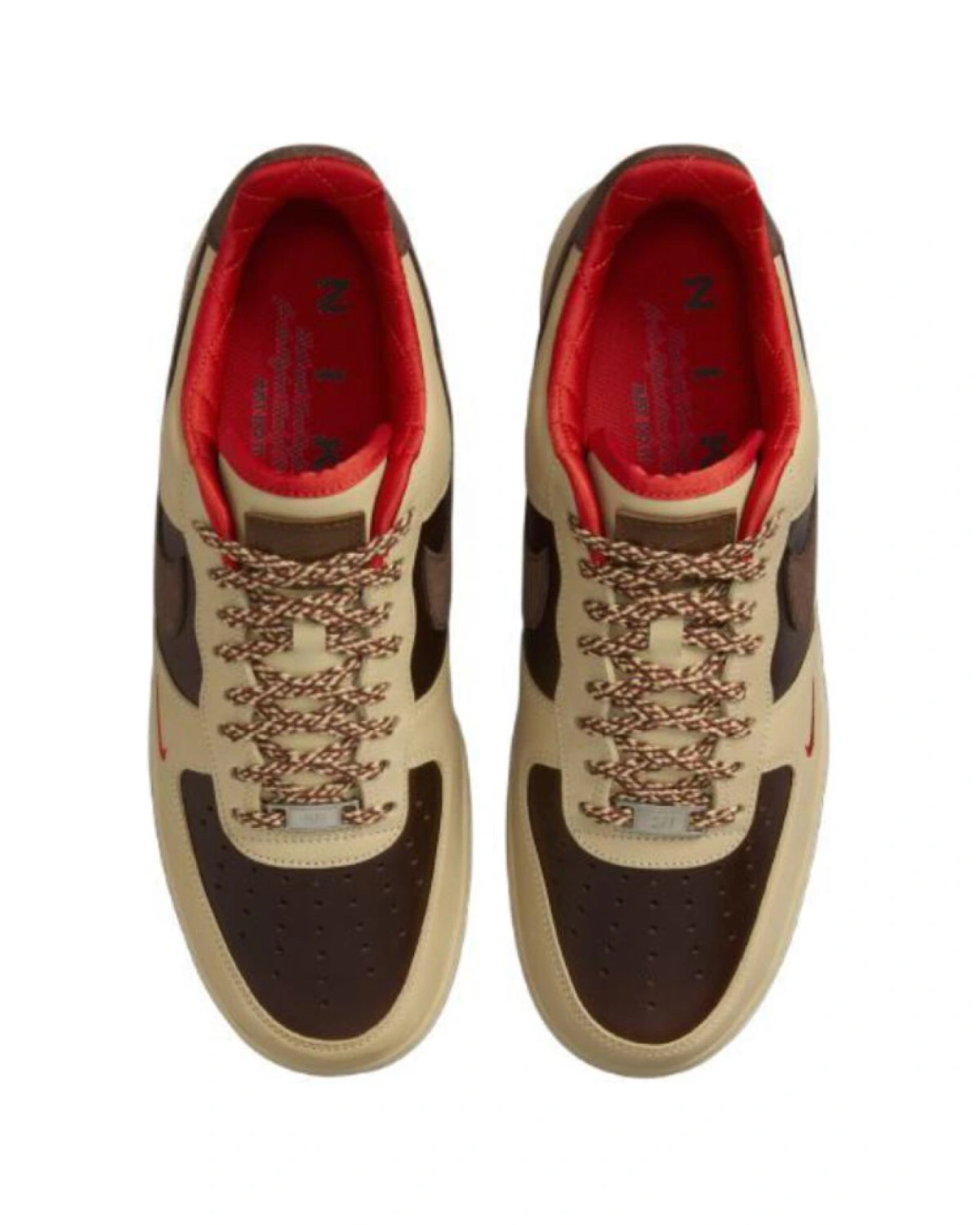 Nike Air Force 1 unisex кроссовки коричневые повседневные с шнуровкой картинка