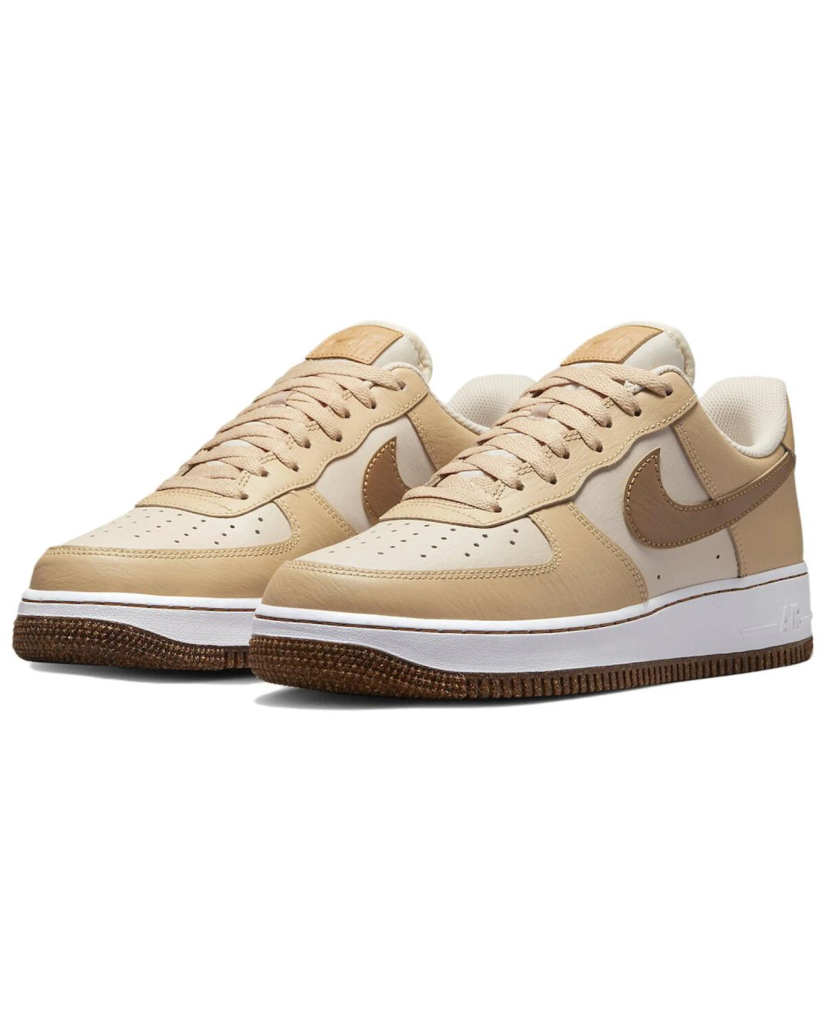 Nike Air Force 1 унисекс кроссовки коричневые с белой подошвой картинка