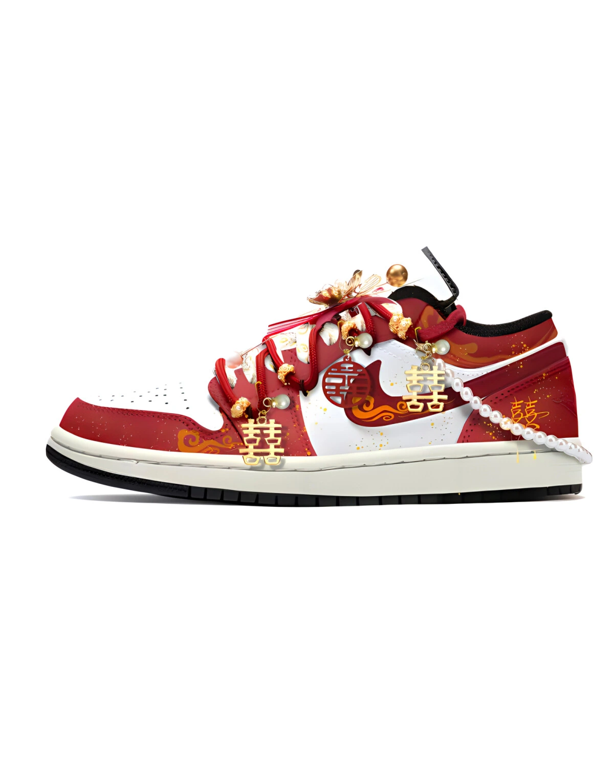 Jordan Air Jordan 1 унисекс кроссовки красно-золотые кожаные картинка