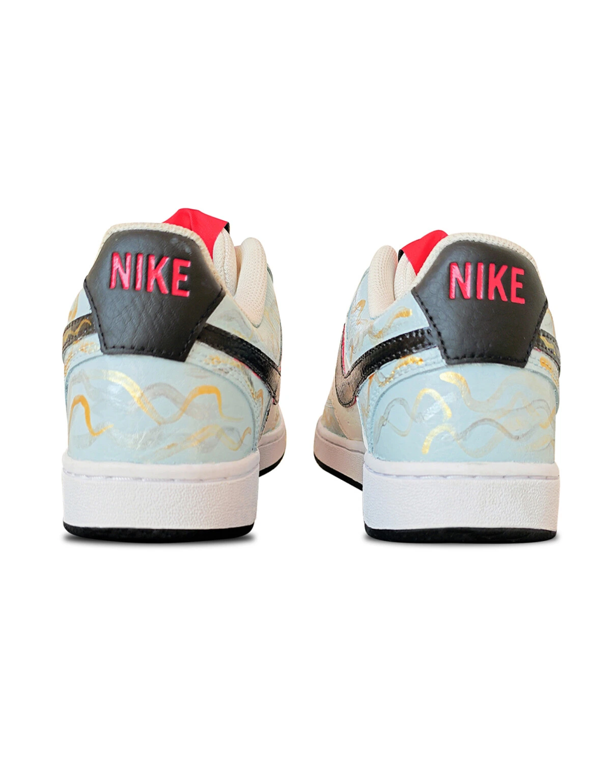 Nike Court Vision 1 мужские кроссовки голубые с золотым принтом картинка