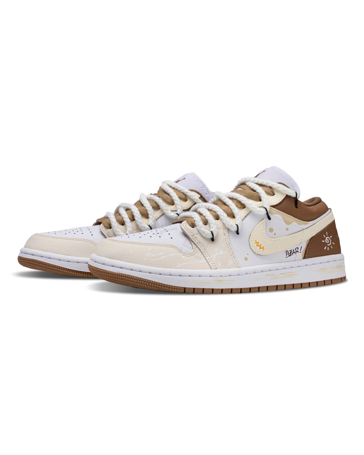 Jordan Air Jordan 1 Honey Cheese unisex кроссовки бело-коричневые картинка