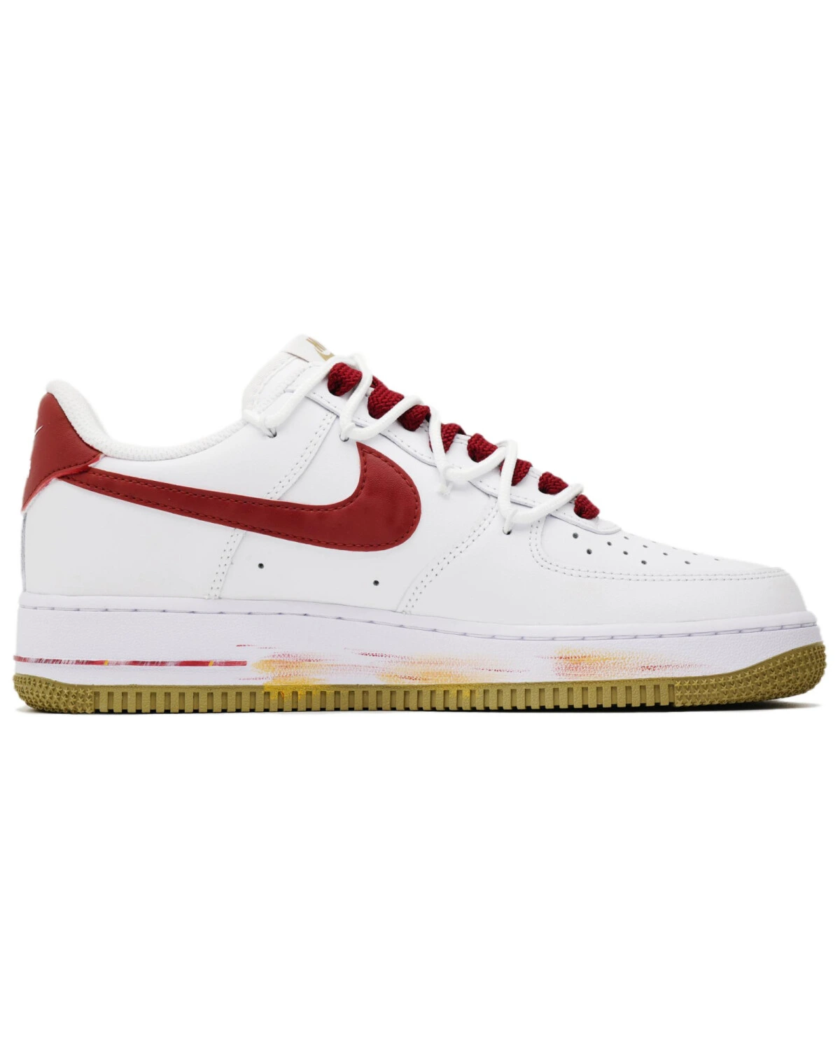 Nike Air Force 1 унисекс кроссовки мягкие стильные белые с красным картинка