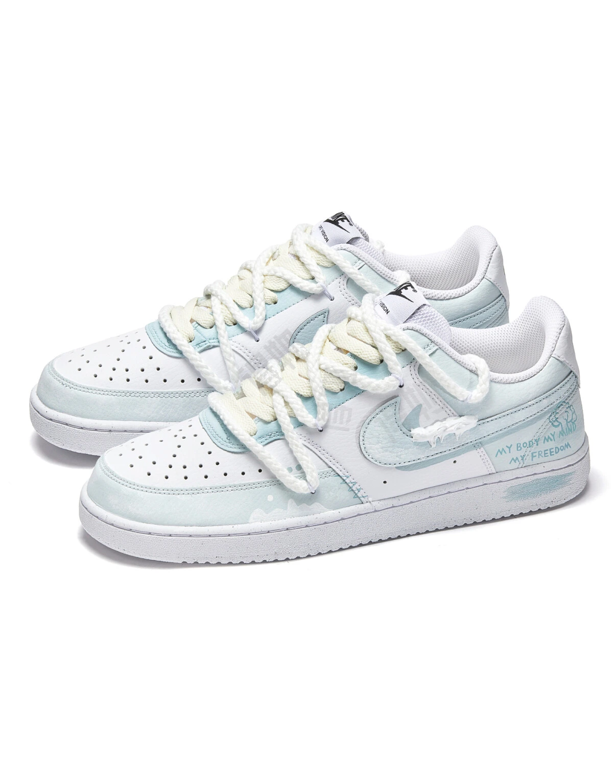 Nike Court Vision 1 мужские кроссовки с амортизацией и противоскользящей подошвой сине-белые картинка