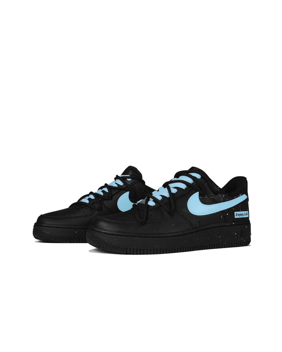 Nike Air Force 1 unisex кроссовки чёрно-синие картинка