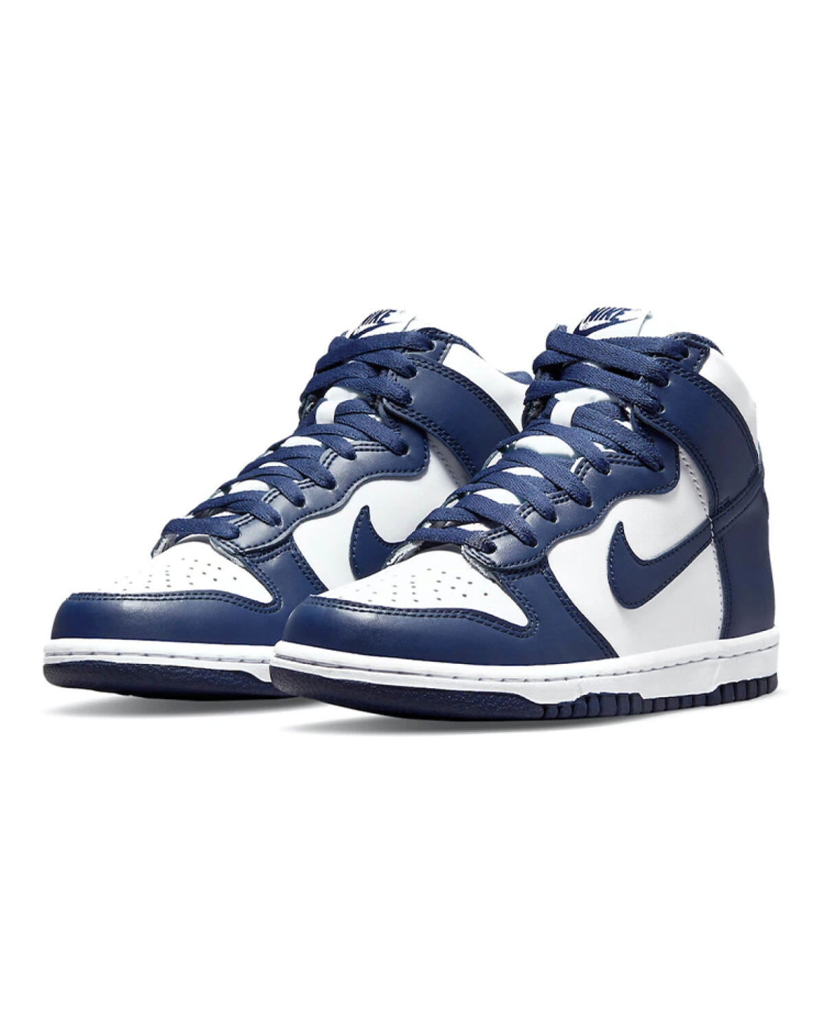 Nike Dunk High детские кеды кожаные сине-белые картинка