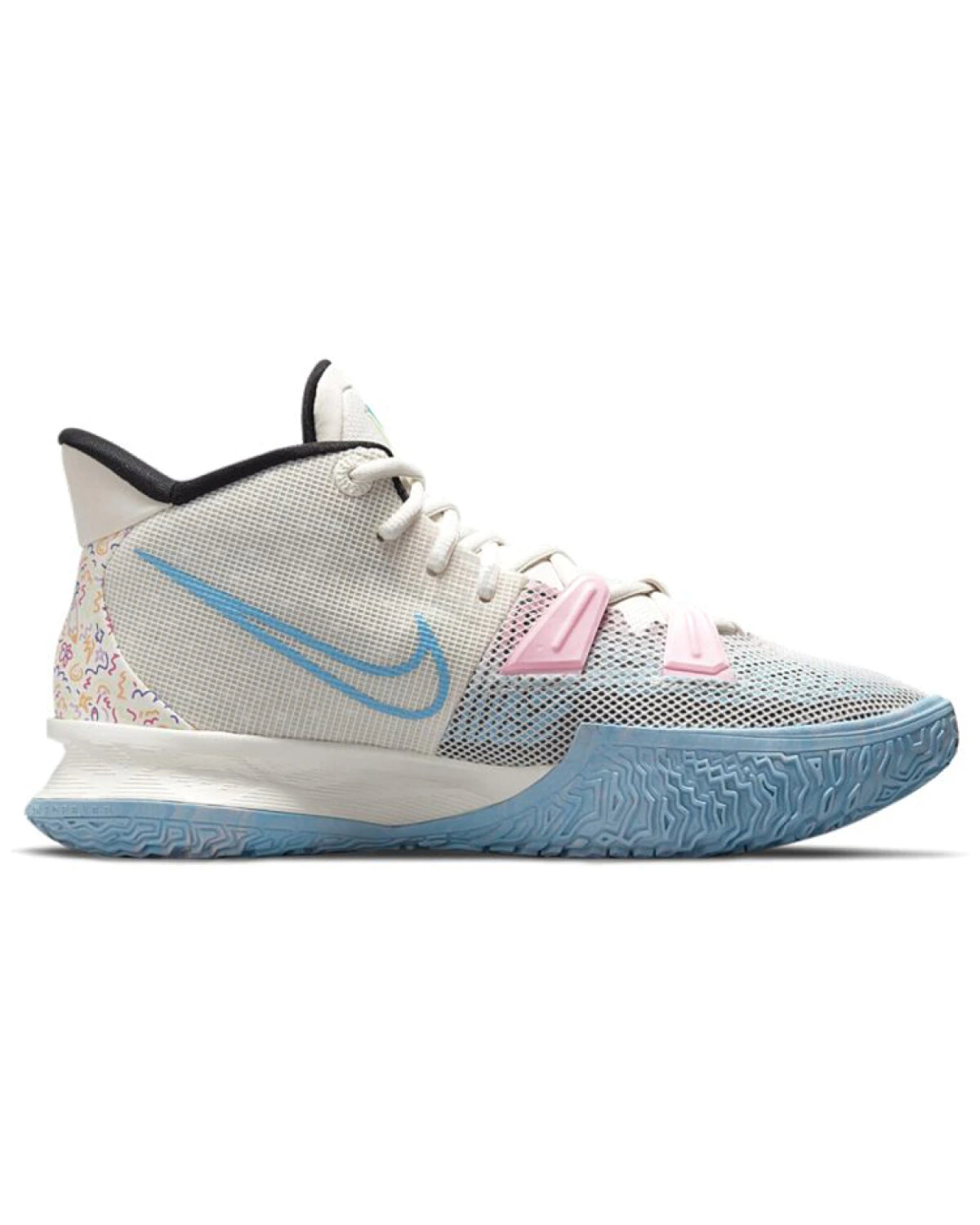 Nike Kyrie 7 EP унисекс баскетбольные кроссовки бело-голубые с розовыми акцентами картинка