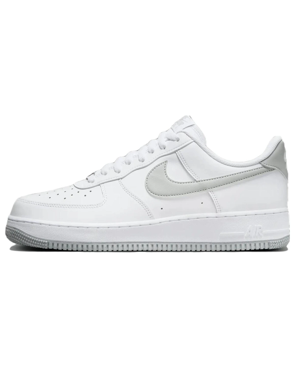 Nike Air Force 1 унисекс кроссовки кожаные бело-серые картинка
