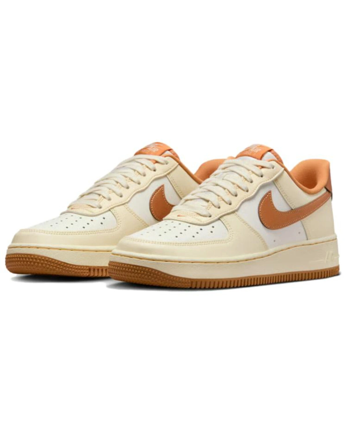 Nike Air Force 1 '07 женские кроссовки на шнуровке бежевые с круглым носком картинка