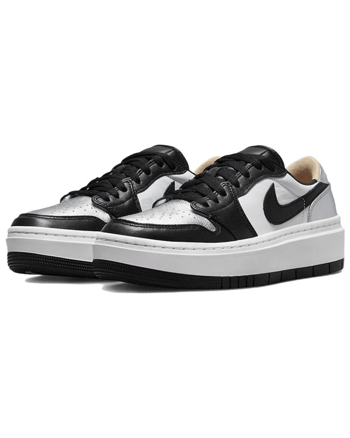 Jordan Air Jordan 1 "Silver Toe" женские кроссовки черно-белые с серебром картинка