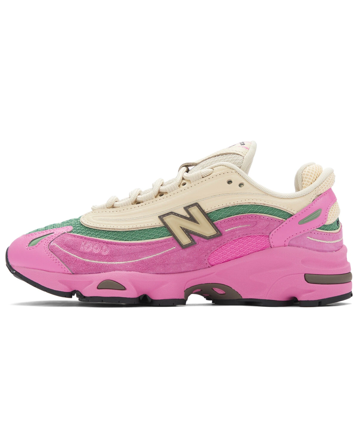 New Balance 1000 унисекс кроссовки розово-бежевые из кожи и замши картинка