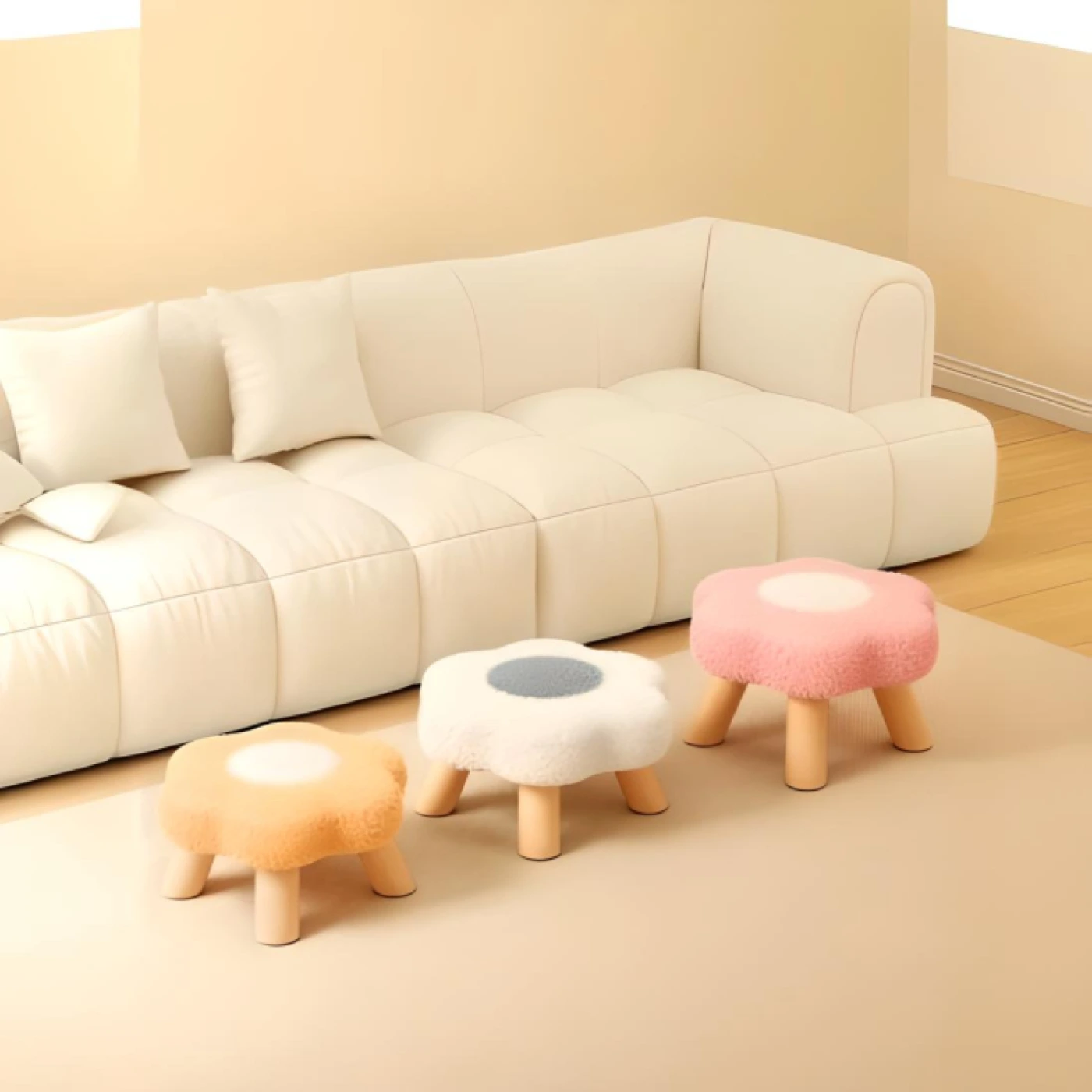 Маленький табурет в виде цветка (желтый) картинка