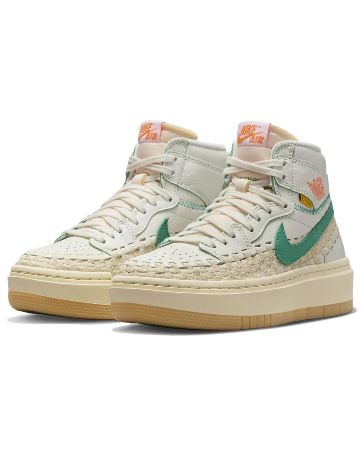 Jordan Air Jordan 1 High Top женские кроссовки бело-зеленые высокие картинка