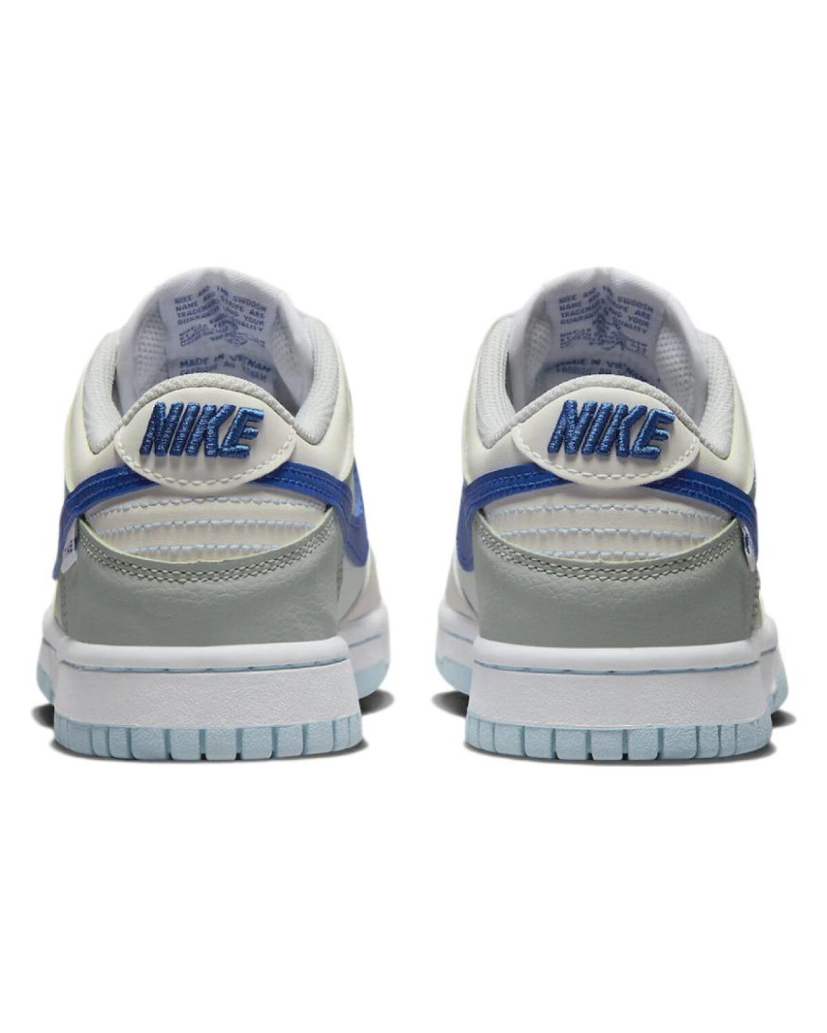 Nike Dunk детские кроссовки кожаные бежевые с синим картинка