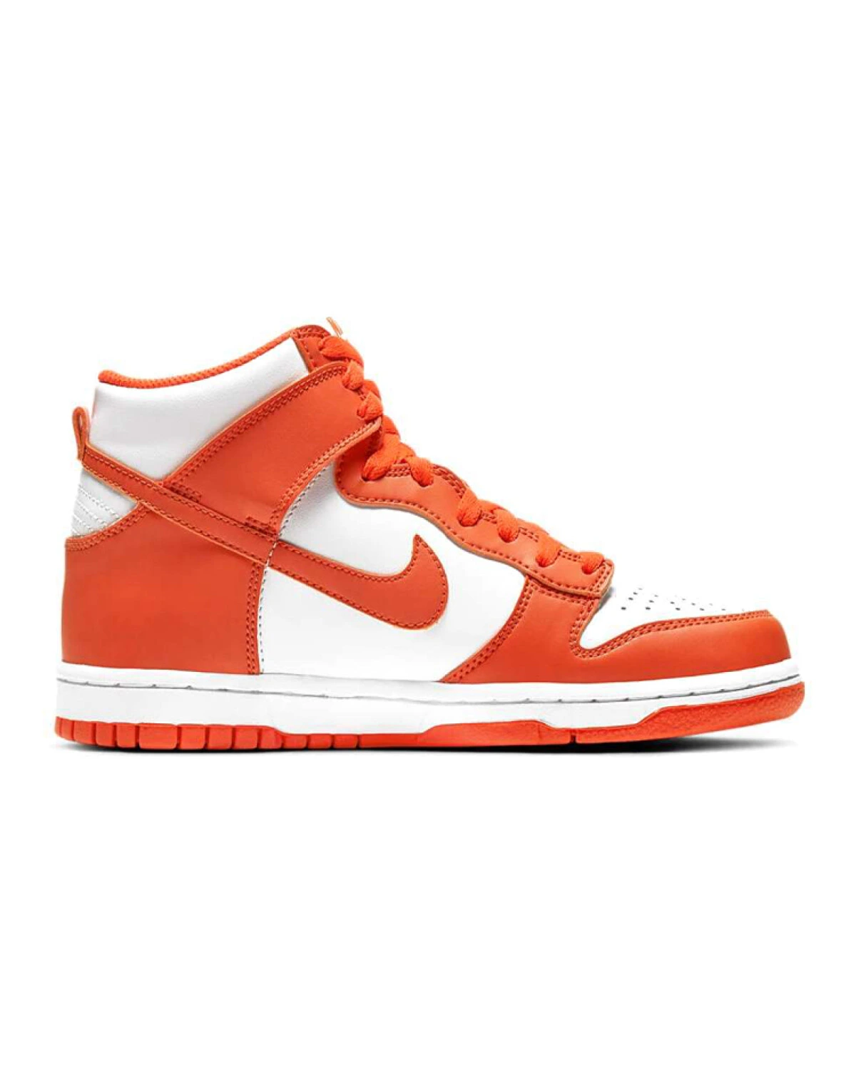 Nike Dunk Orange Blaze детские кроссовки высокие кожаные бело-оранжевые картинка