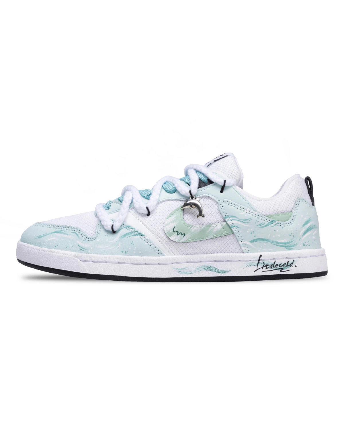 Nike SB Alleyoop женские кроссовки бело-зеленые с водяным принтом картинка
