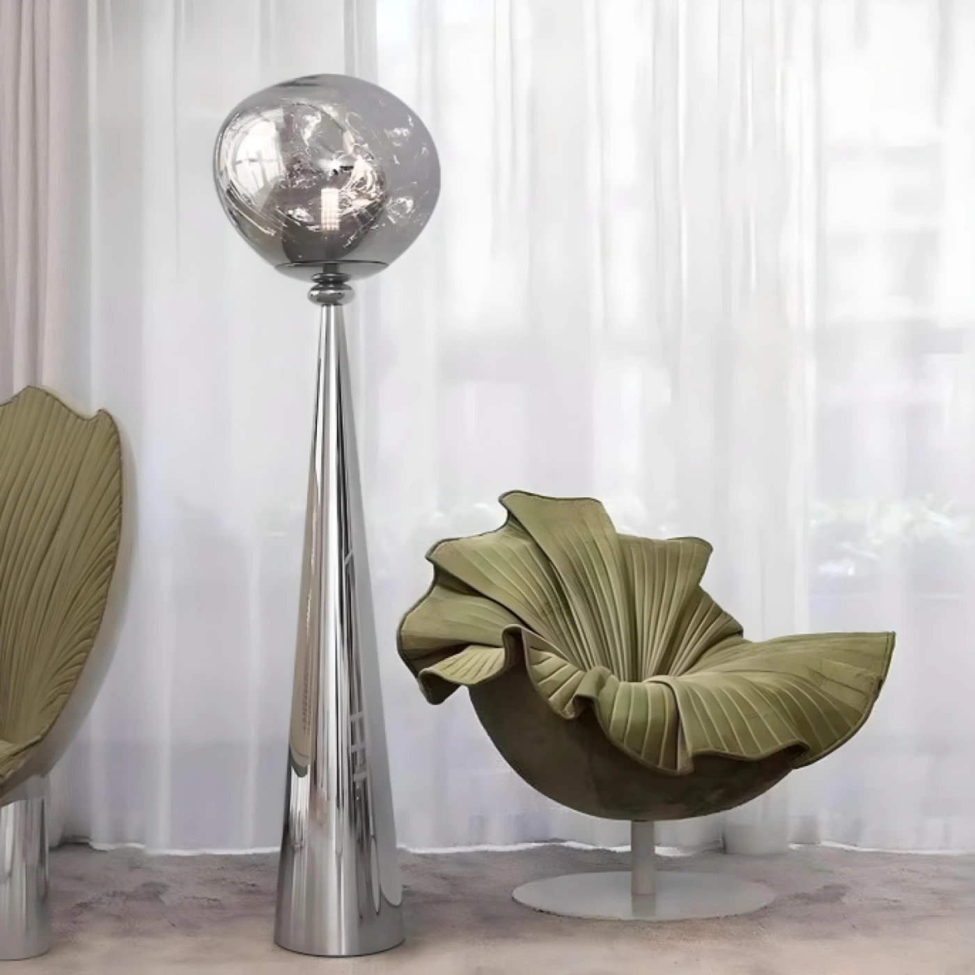 Напольный светильник для гостиной в скандинавском стиле (серебристый) картинка