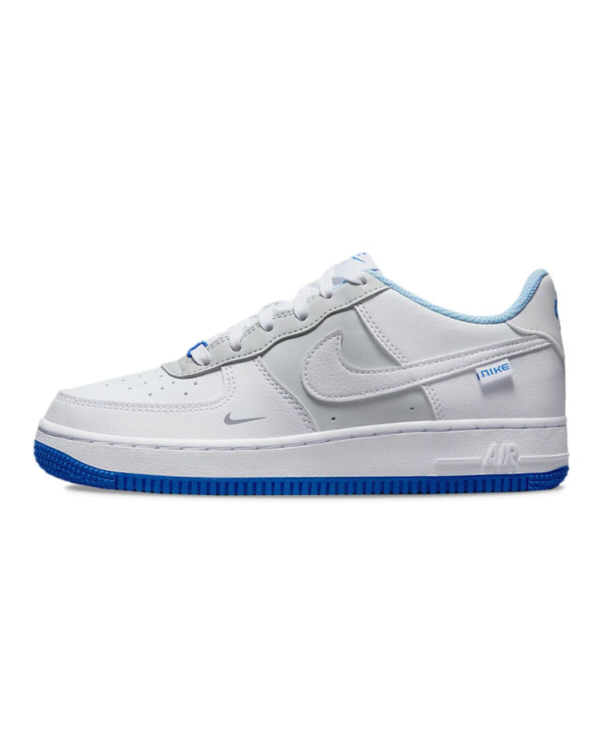 Nike Air Force 1 детские кроссовки белые с синим картинка