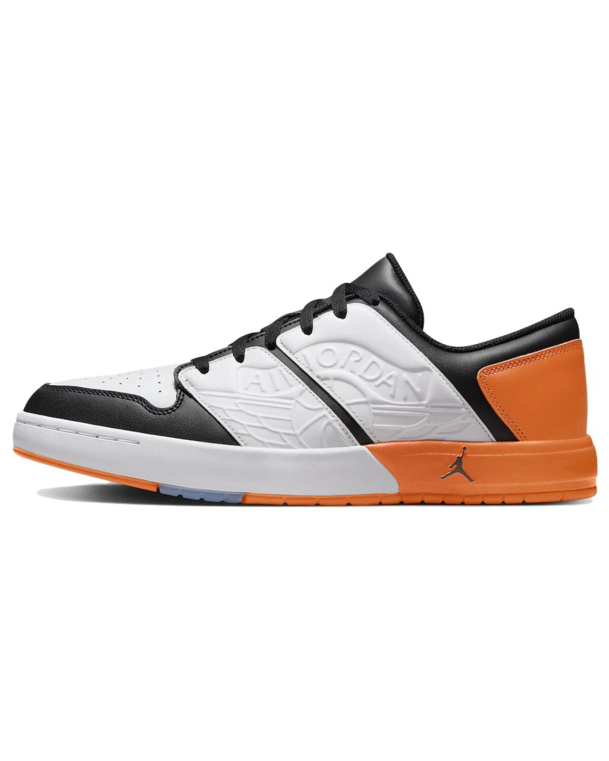 Jordan Nu Retro 1 Low мужские спортивные кроссовки бело-чёрно-оранжевые кожаные картинка