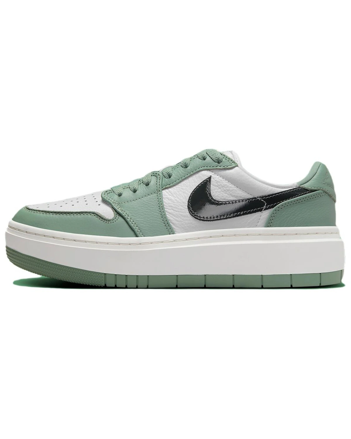 Jordan Air Jordan 1 женские кроссовки кожаные зелёно-белые-чёрные картинка