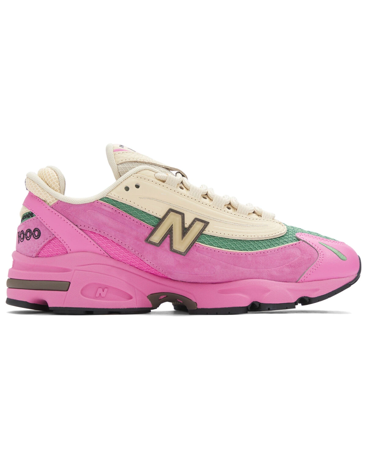 New Balance 1000 унисекс кроссовки розово-бежевые из кожи и замши картинка