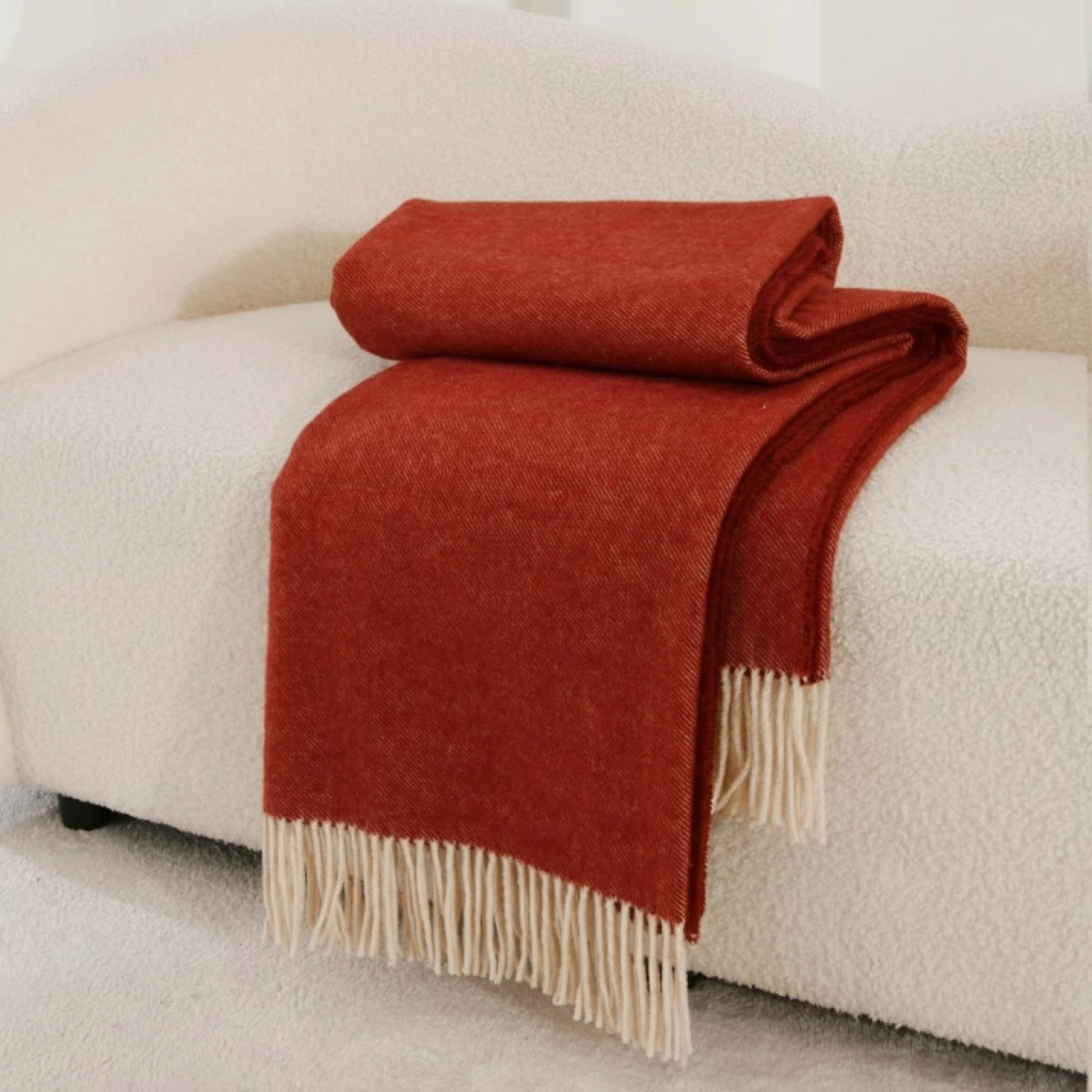 Шерстяной плед из 100% чистой шерсти (Красный) картинка