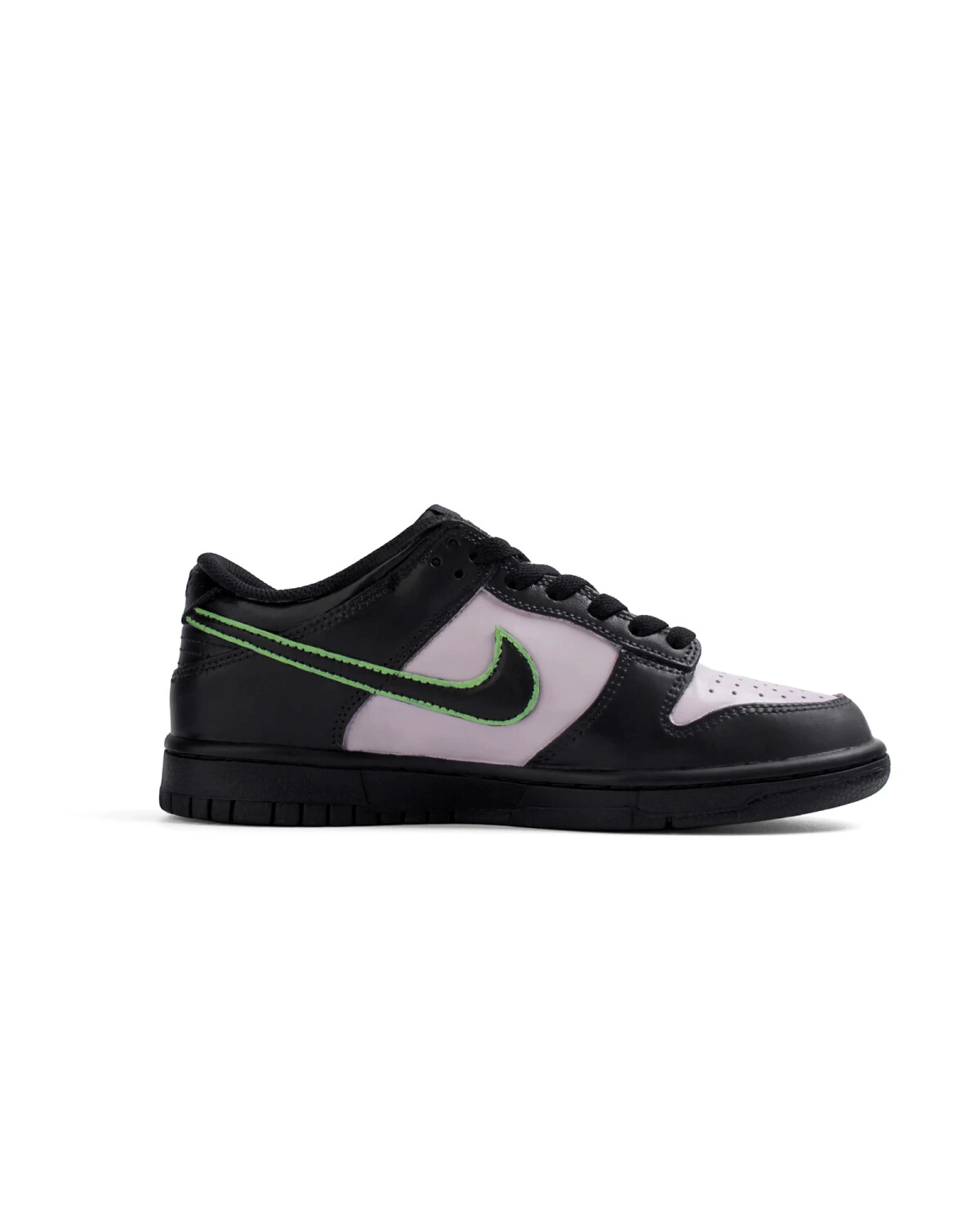 Nike Dunk "Black" детские кроссовки кожаные черно-розовые классические картинка