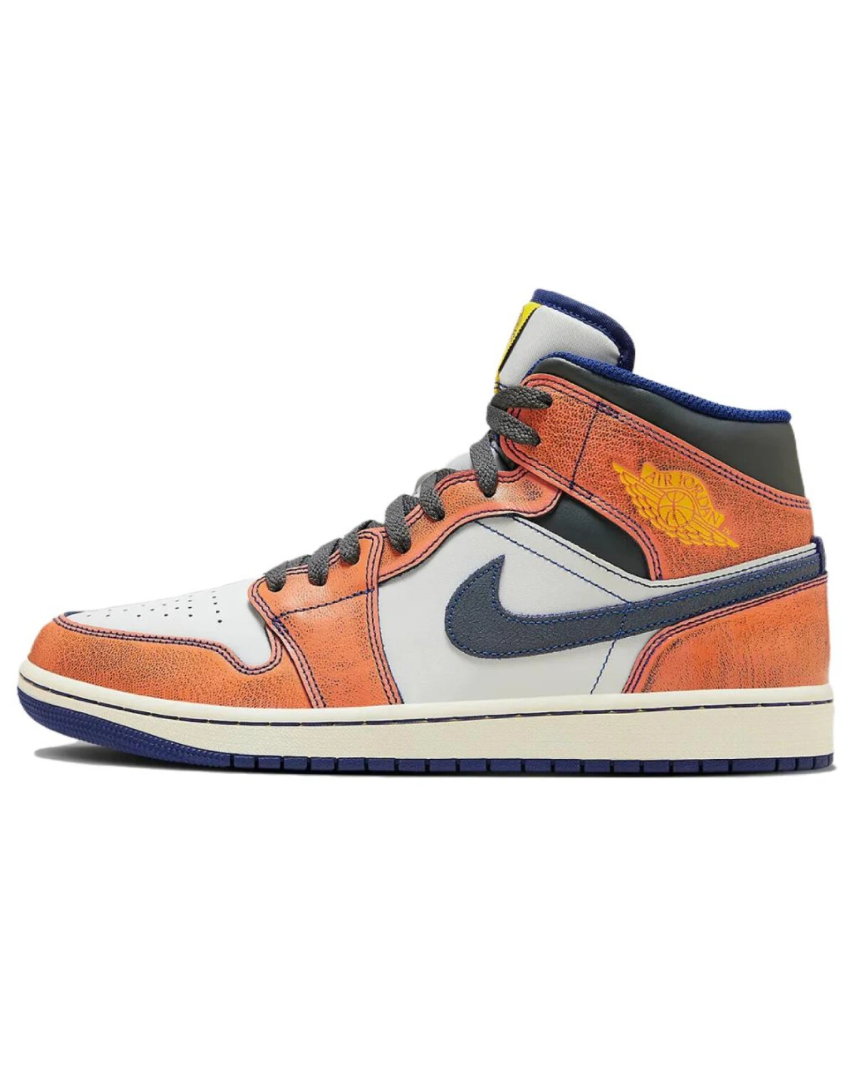 Jordan Air Jordan 1 Mid "Flight" мужские кроссовки оранжево-белые-чёрные картинка
