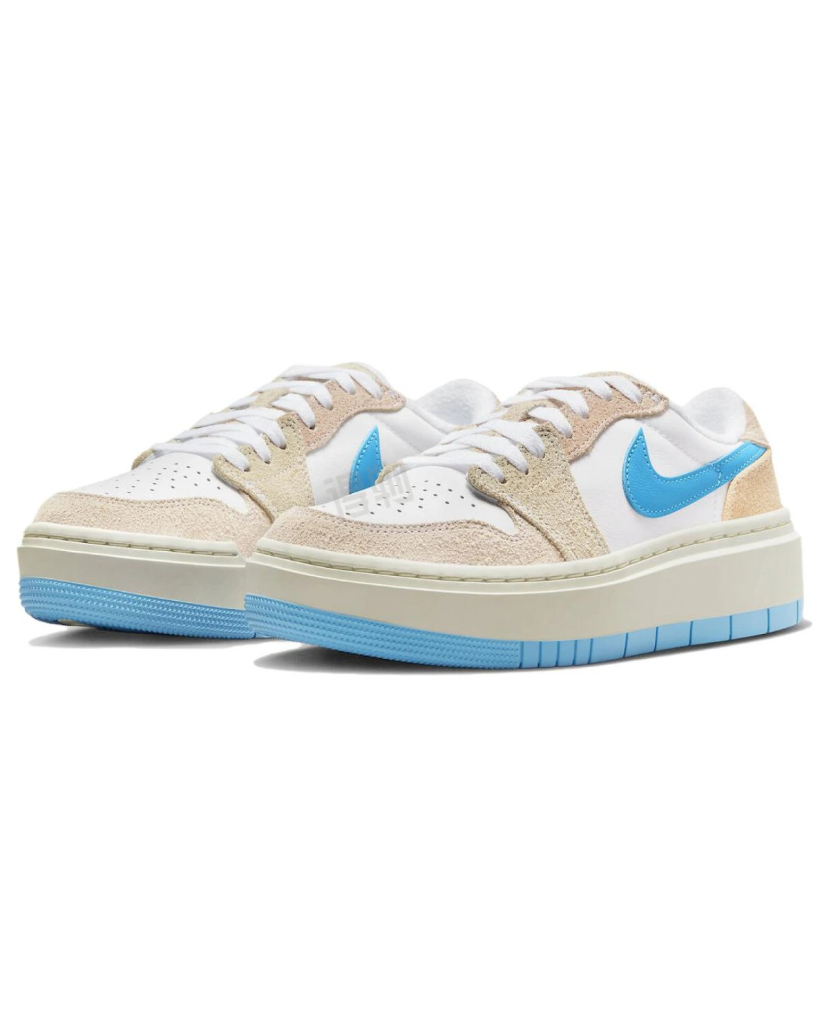 Jordan Air Jordan 1 Elevate Low "Salt Lake City" женские кроссовки бело-коричнево-синие с толстой подошвой картинка