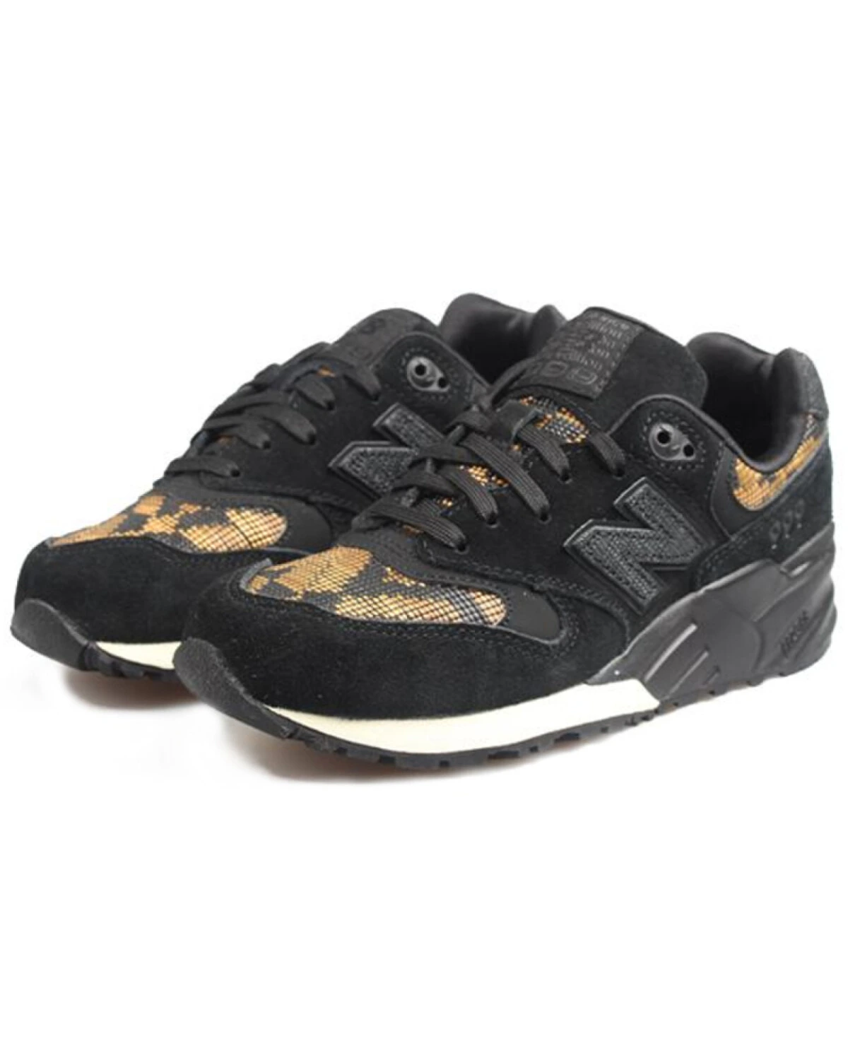 New Balance NB 999 женские кроссовки чёрно-жёлтые из кожи и нейлона картинка