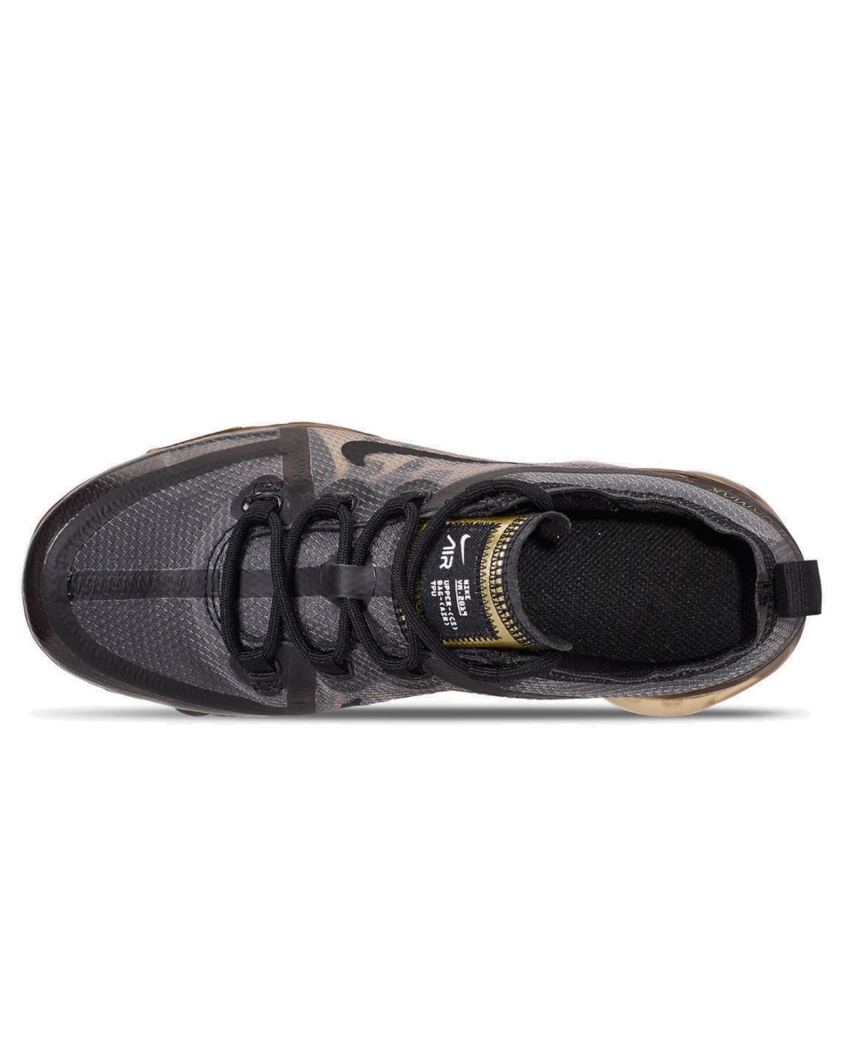 Nike VaporMax 2019 унисекс кроссовки черные с металлическим золотом картинка