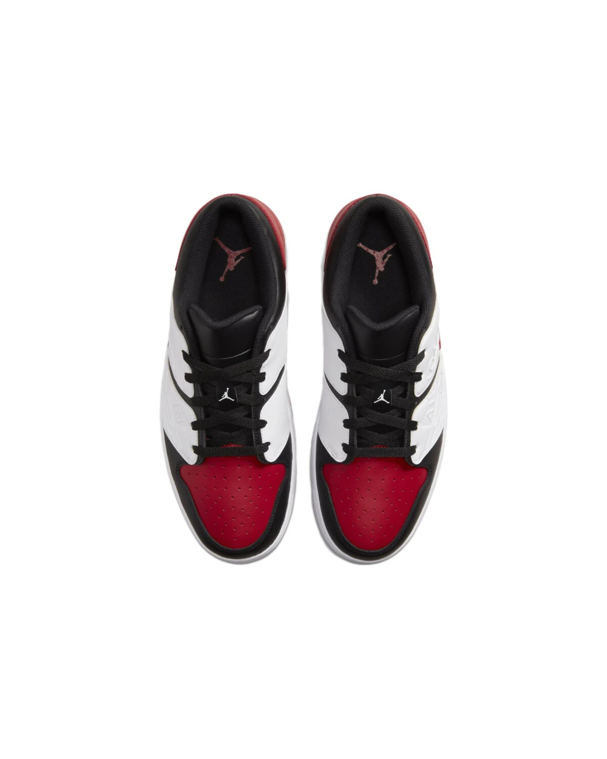Jordan Nu Retro 1 унисекс кроссовки чёрно-белые с красными акцентами картинка