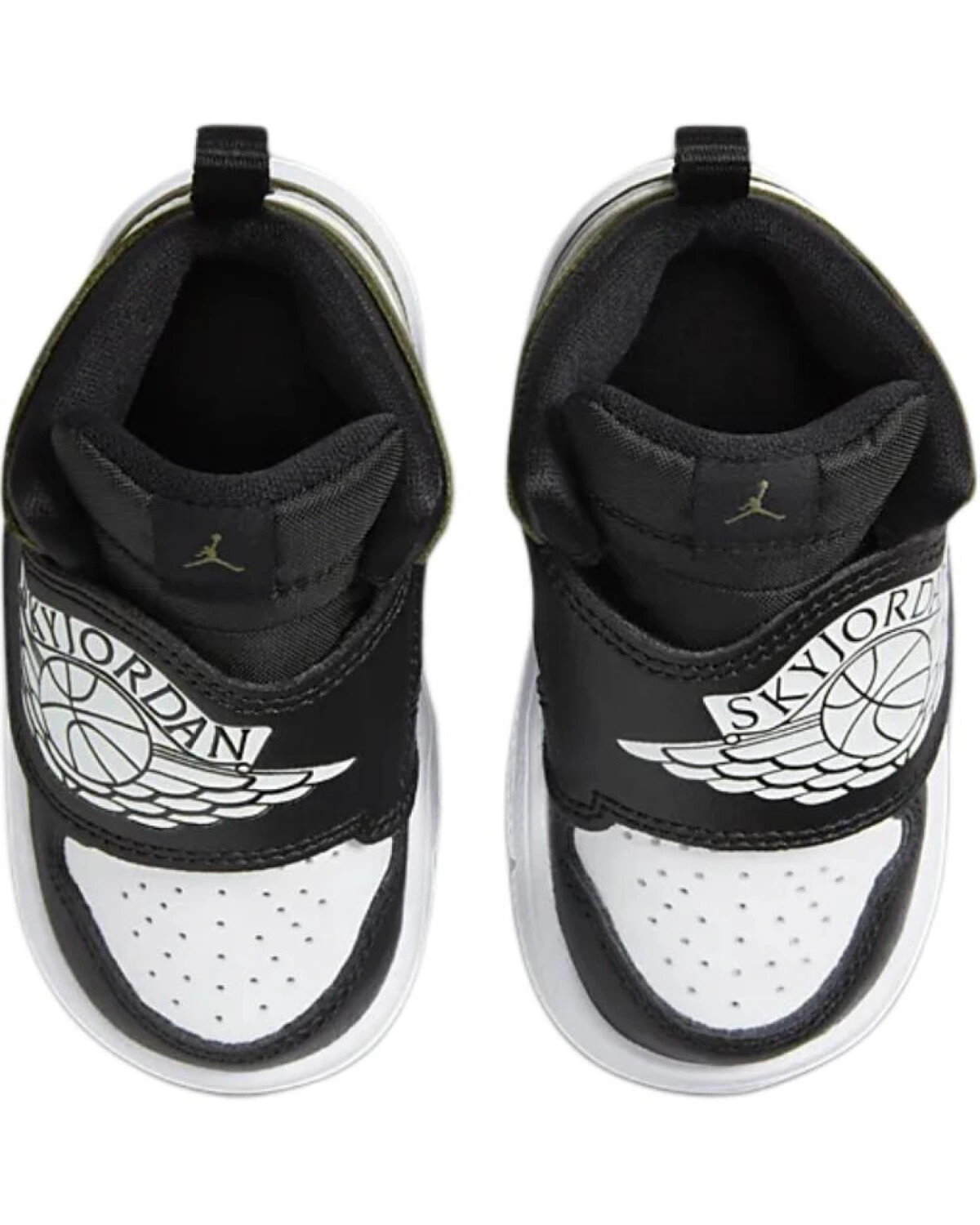 Jordan Sky Jordan 1 детские кроссовки кожаные черные с оливковым и белым картинка