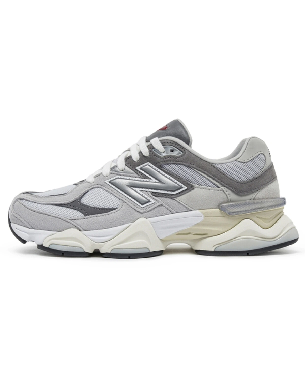 New Balance 9060 унисекс кроссовки из ткани и замши светло-серые с белым картинка