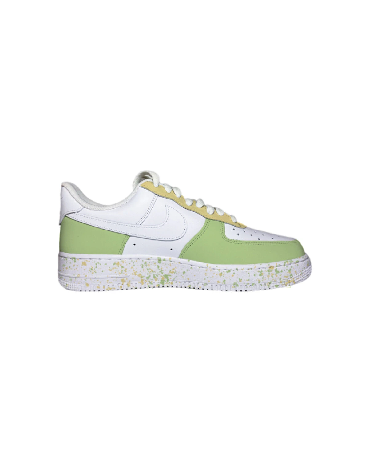 Nike Air Force 1 07 мужские кроссовки бело-зеленые с желтым картинка