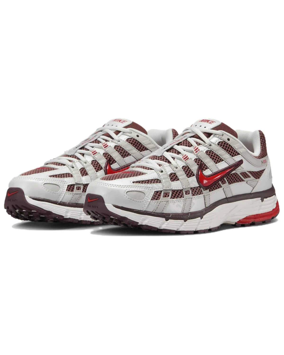 Nike P-6000 женские кроссовки износостойкие бело-серебристые с красными акцентами картинка