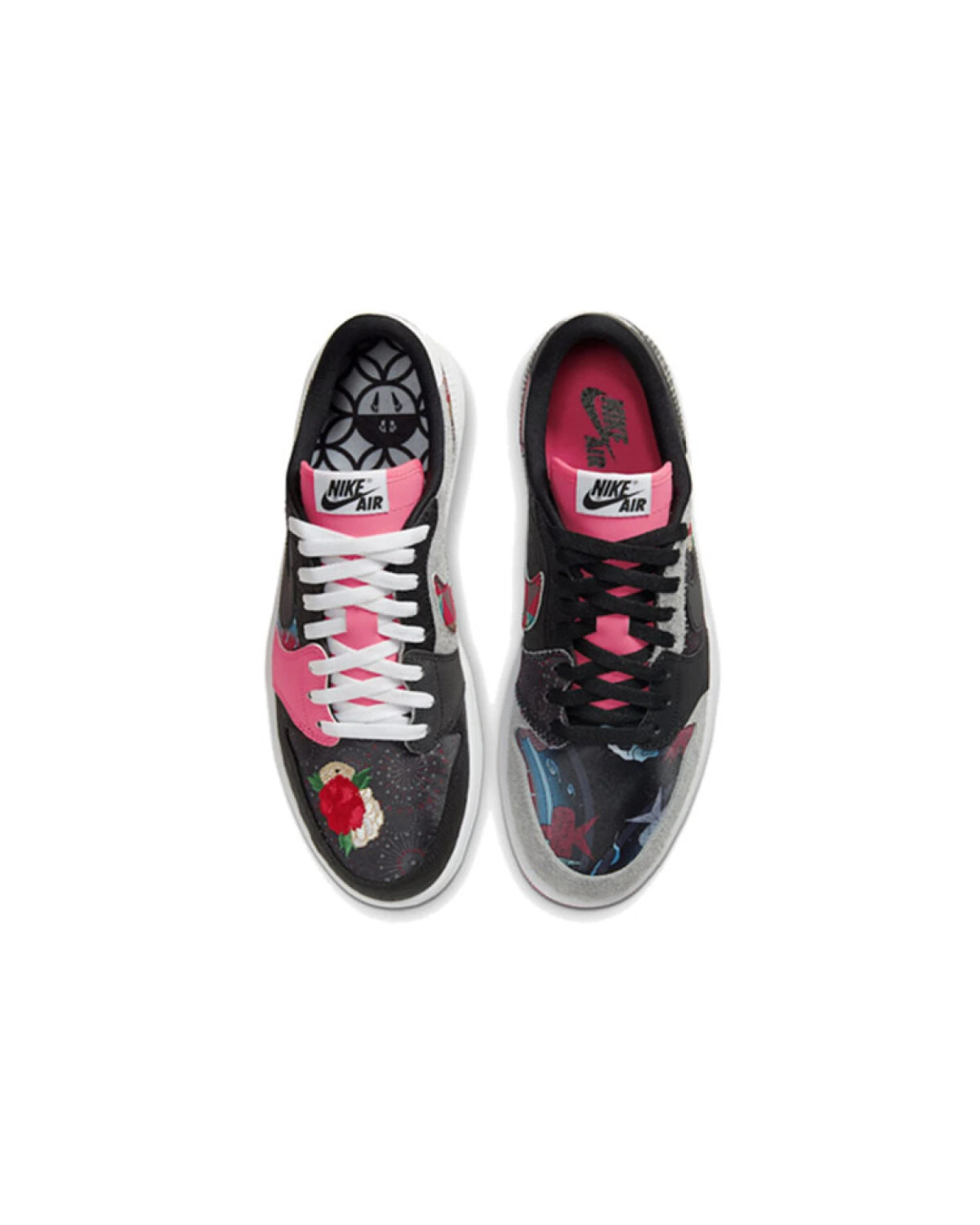 Jordan Air Jordan 1 унисекс кроссовки черно-розовые кожаные картинка