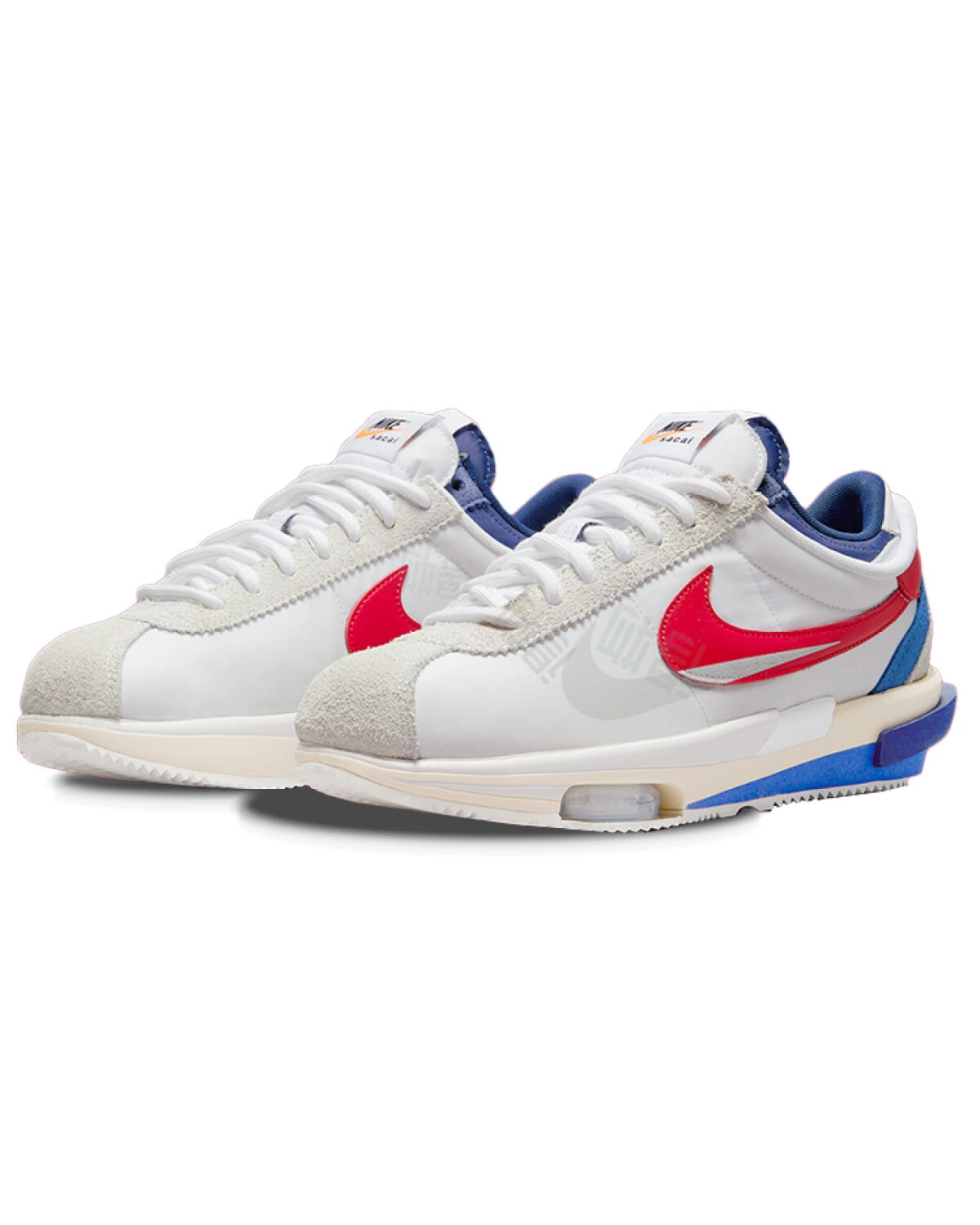 Sacai x Nike Zoom Cortez унисекс повседневные кроссовки бело-красно-синие картинка