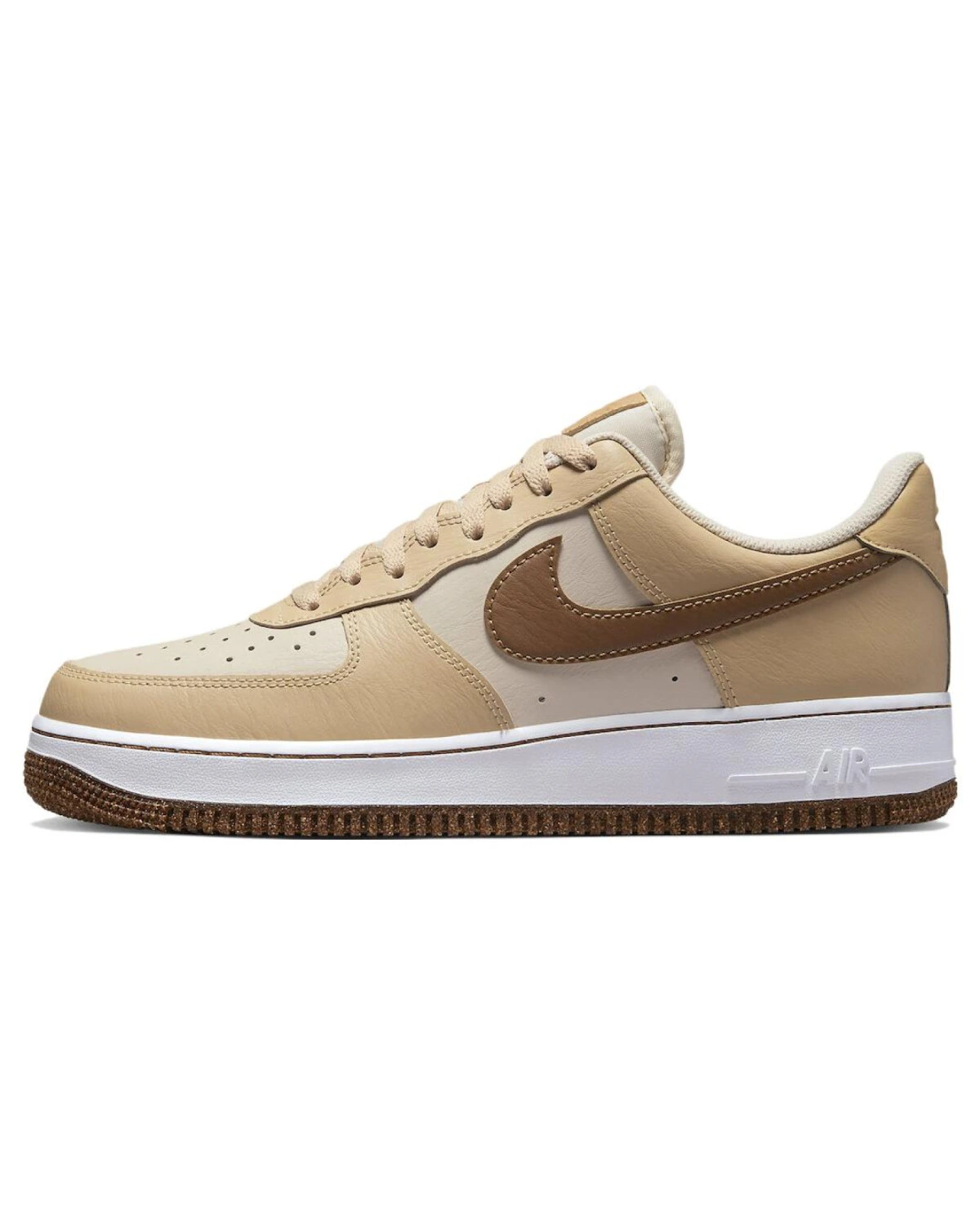 Nike Air Force 1 унисекс кроссовки коричневые с белой подошвой картинка