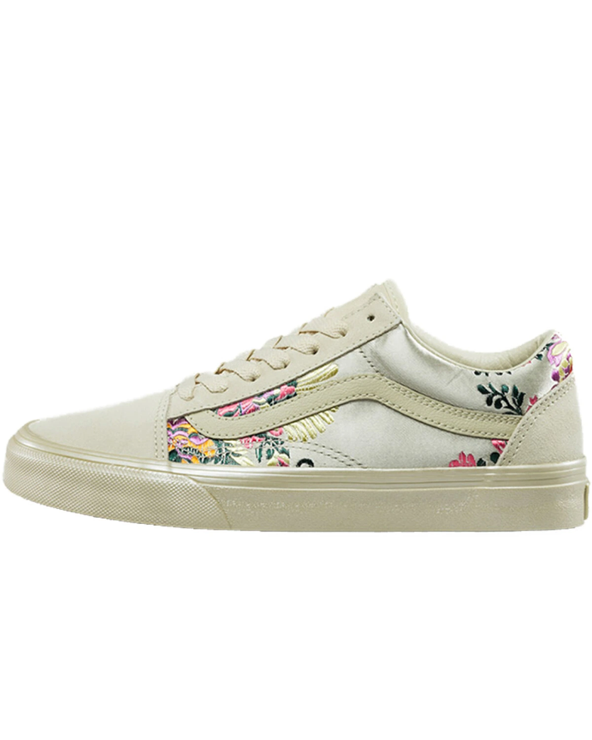 Vans Old Skool женские кеды с цветочной вышивкой серебристые картинка