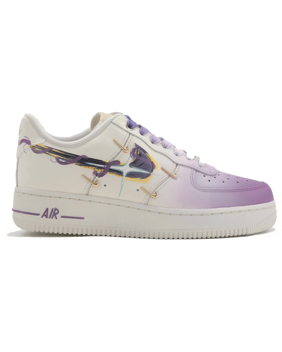 Nike Air Force 1 женские кроссовки кожаные фиолетово-розовые картинка