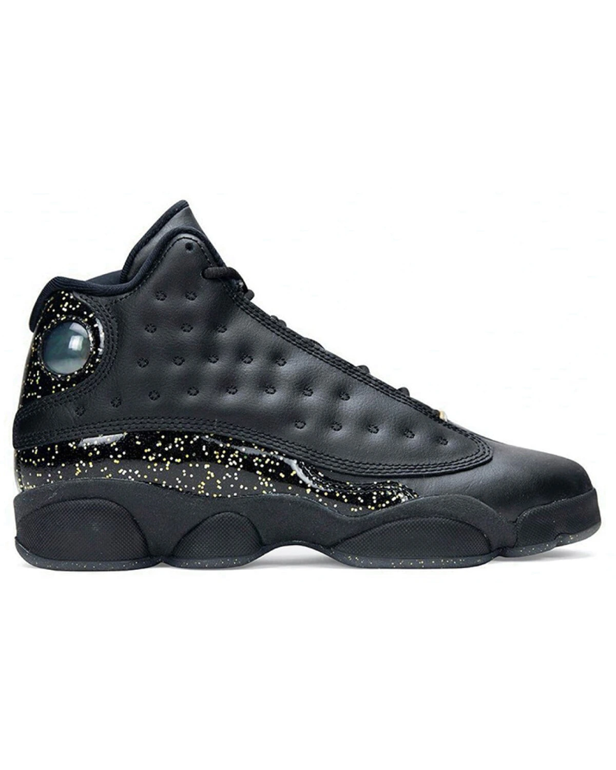 Jordan Air Jordan 13 женские кроссовки чёрные с золотыми вставками картинка