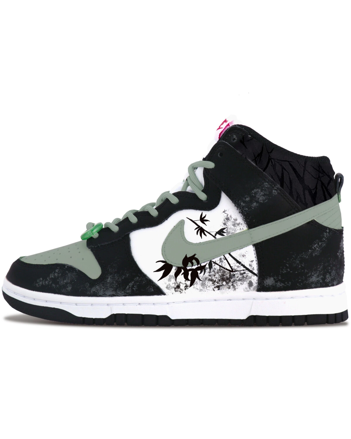 Nike Dunk High мужские и женские кроссовки черно-зеленые картинка